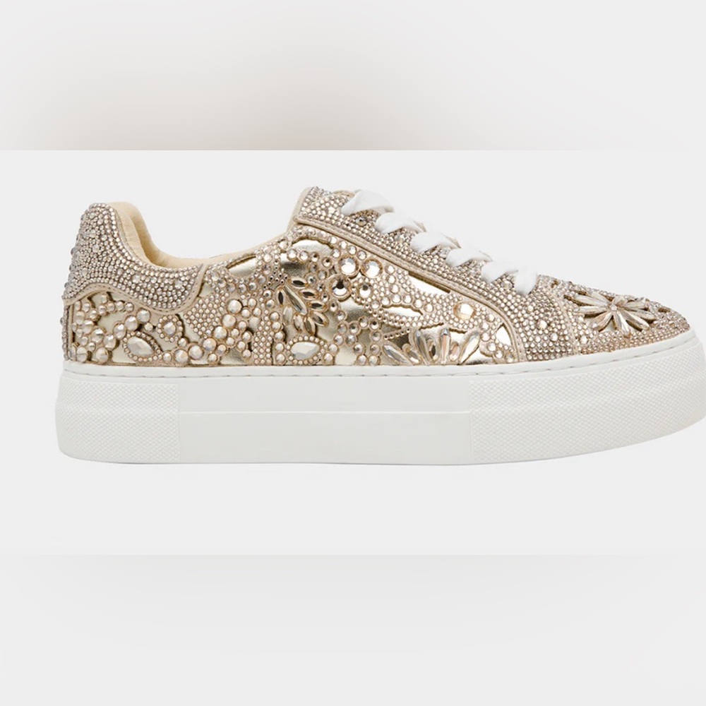Betsey Johnson Light Gold Embellished sneakers